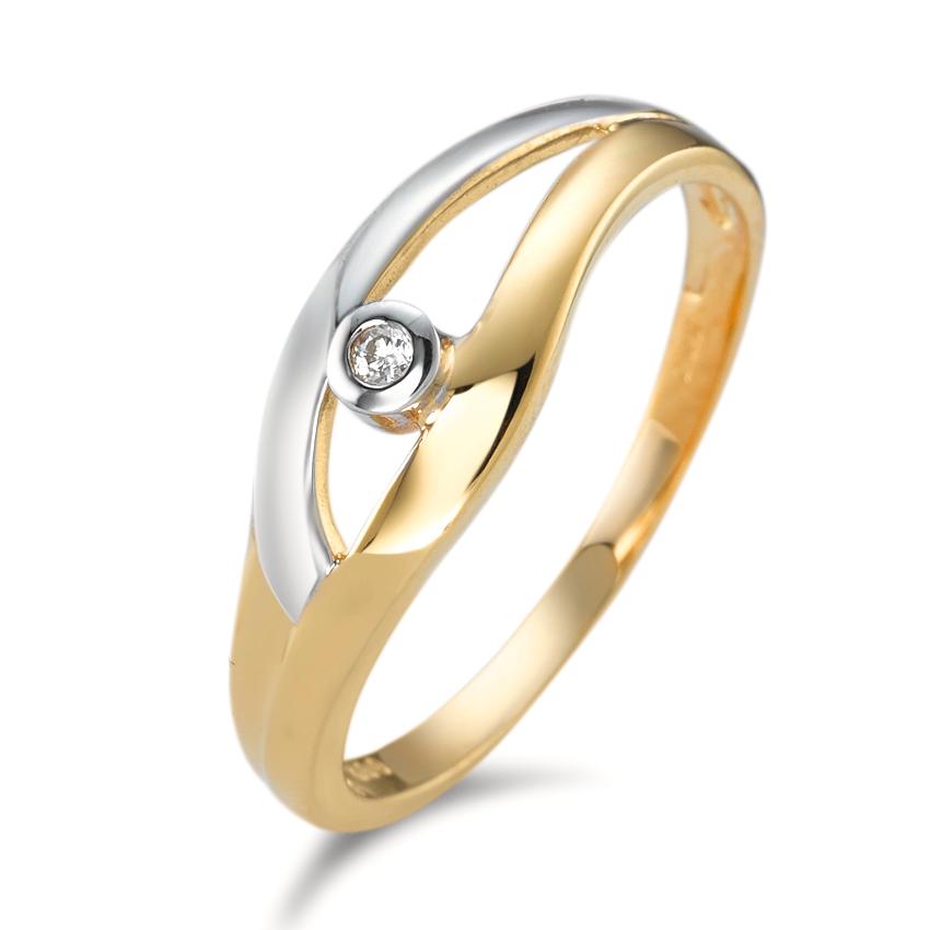 Ring 750/18 krt geel goud Diamant 0.02 ct, w-pi2