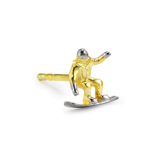 Oorknop 1 stuk 750/18 krt geel goud Snowboarden