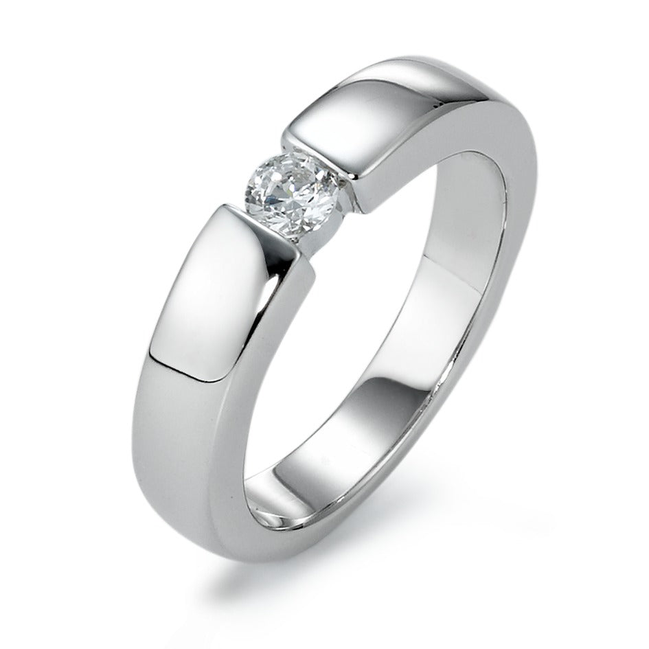 Solitaire ring Zilver Zirkonia Gerhodineerd