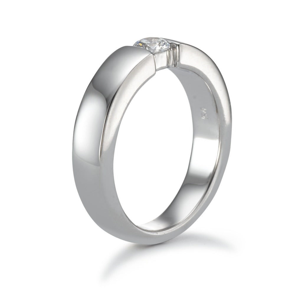 Solitaire ring Zilver Zirkonia Gerhodineerd