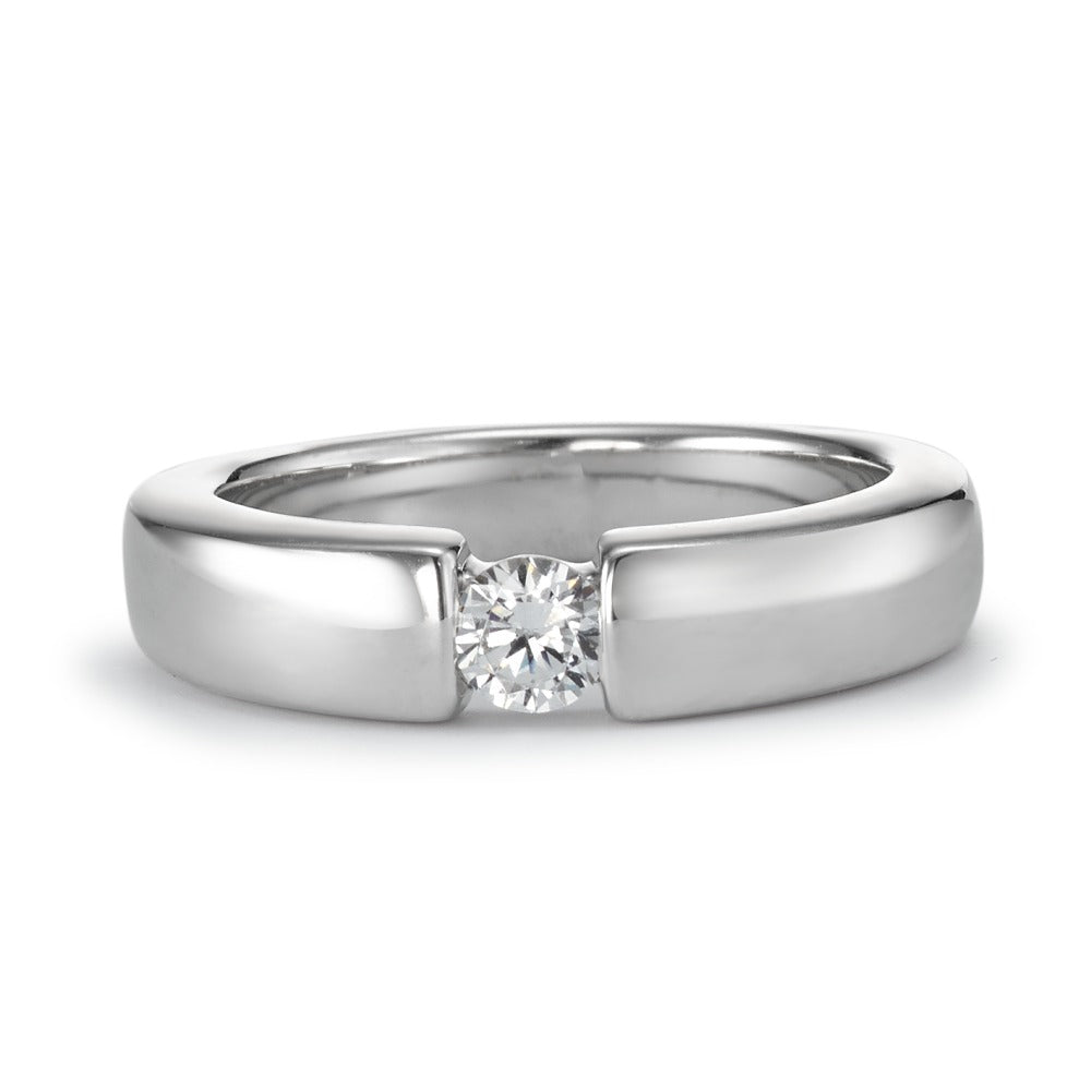 Solitaire ring Zilver Zirkonia Gerhodineerd