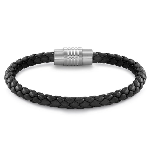 Armband Roestvrijstaal, Leder 17 cm Ø6.5 mm