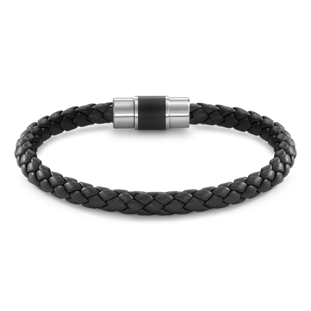 Armband Roestvrijstaal, Leder, Keramiek 17 cm