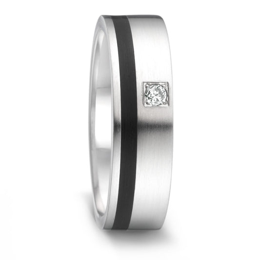 Partnerring Roestvrijstaal, Keramiek Diamant 0.04 ct, tw-si