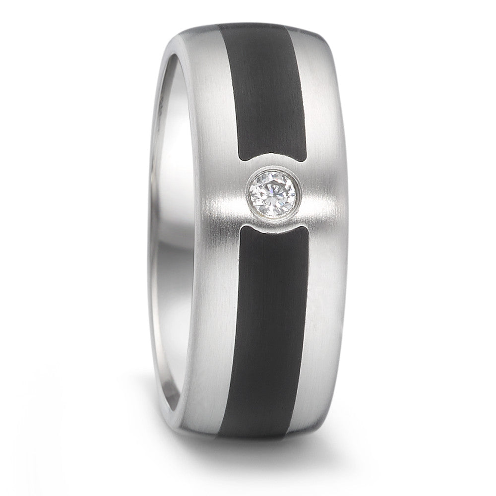 Partnerring Roestvrijstaal, Keramiek Diamant 0.06 ct, tw-si