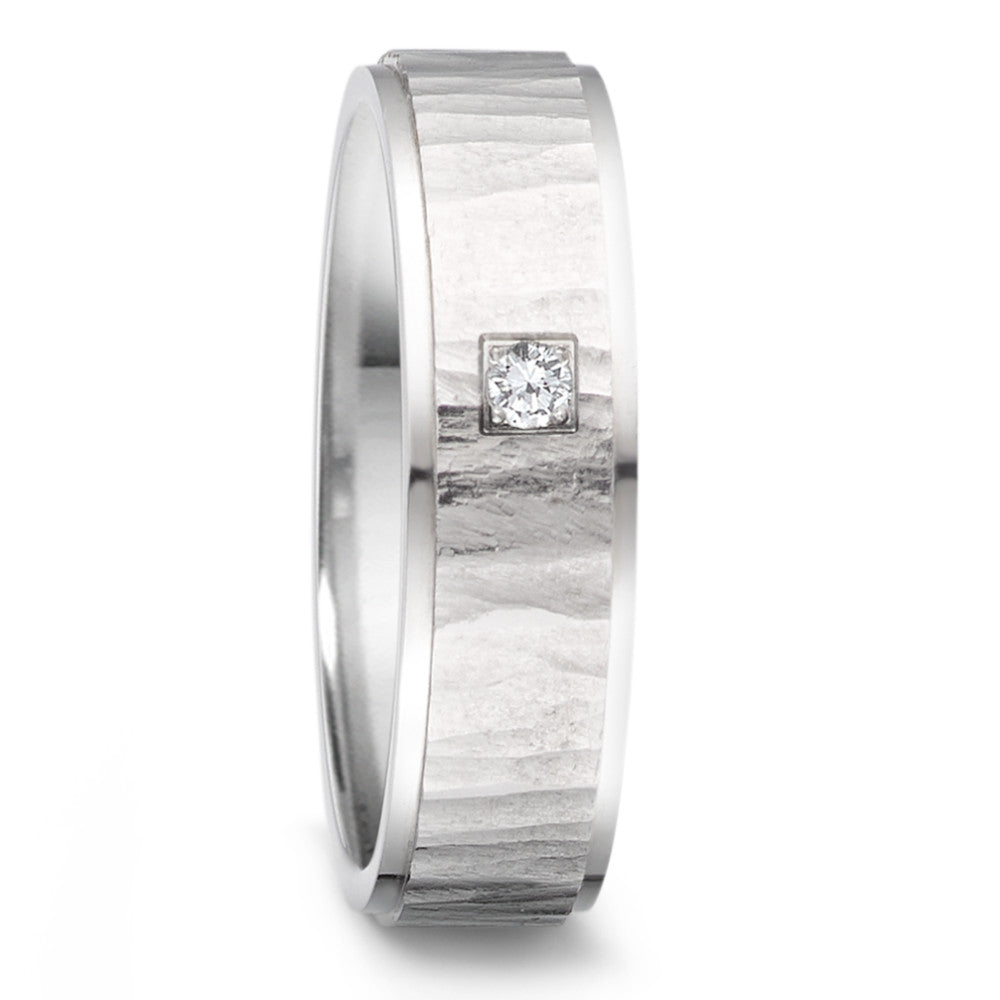 Partnerring Roestvrijstaal Diamant 0.06 ct, tw-si