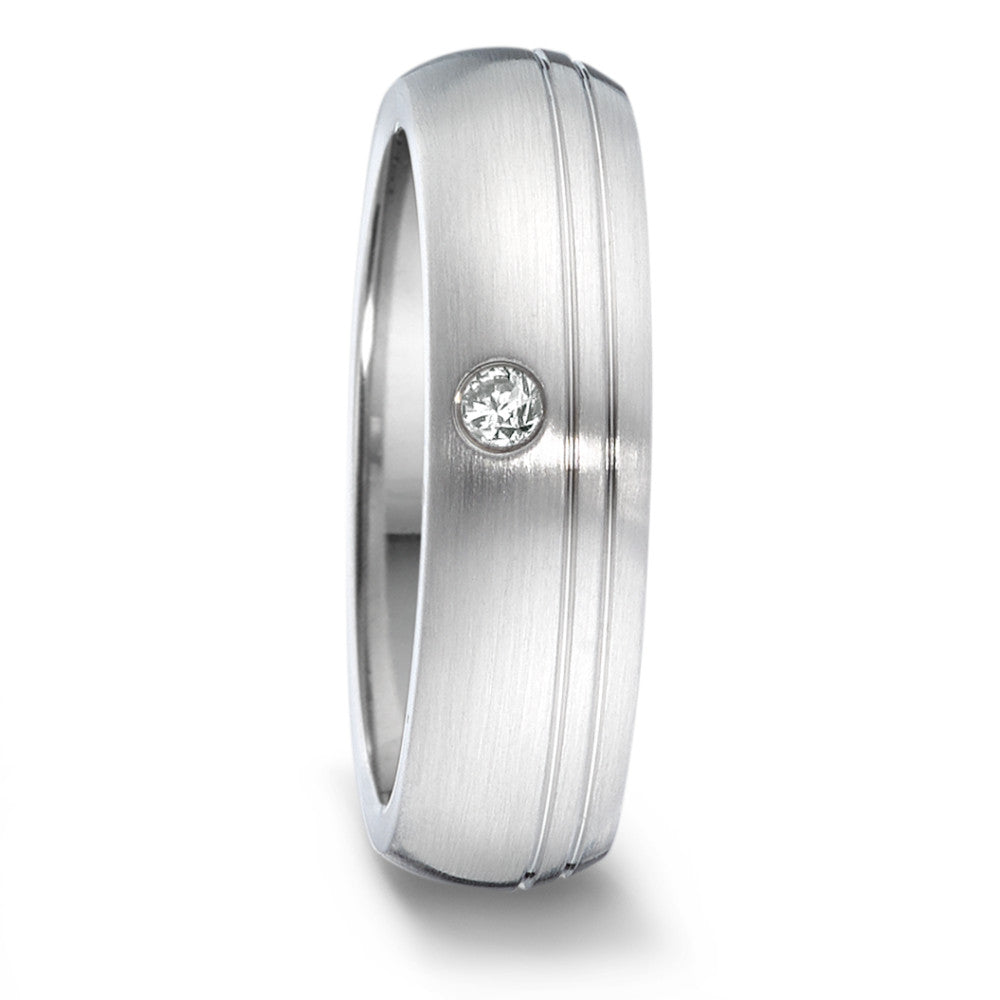 Partnerring Roestvrijstaal Diamant 0.04 ct, tw-si