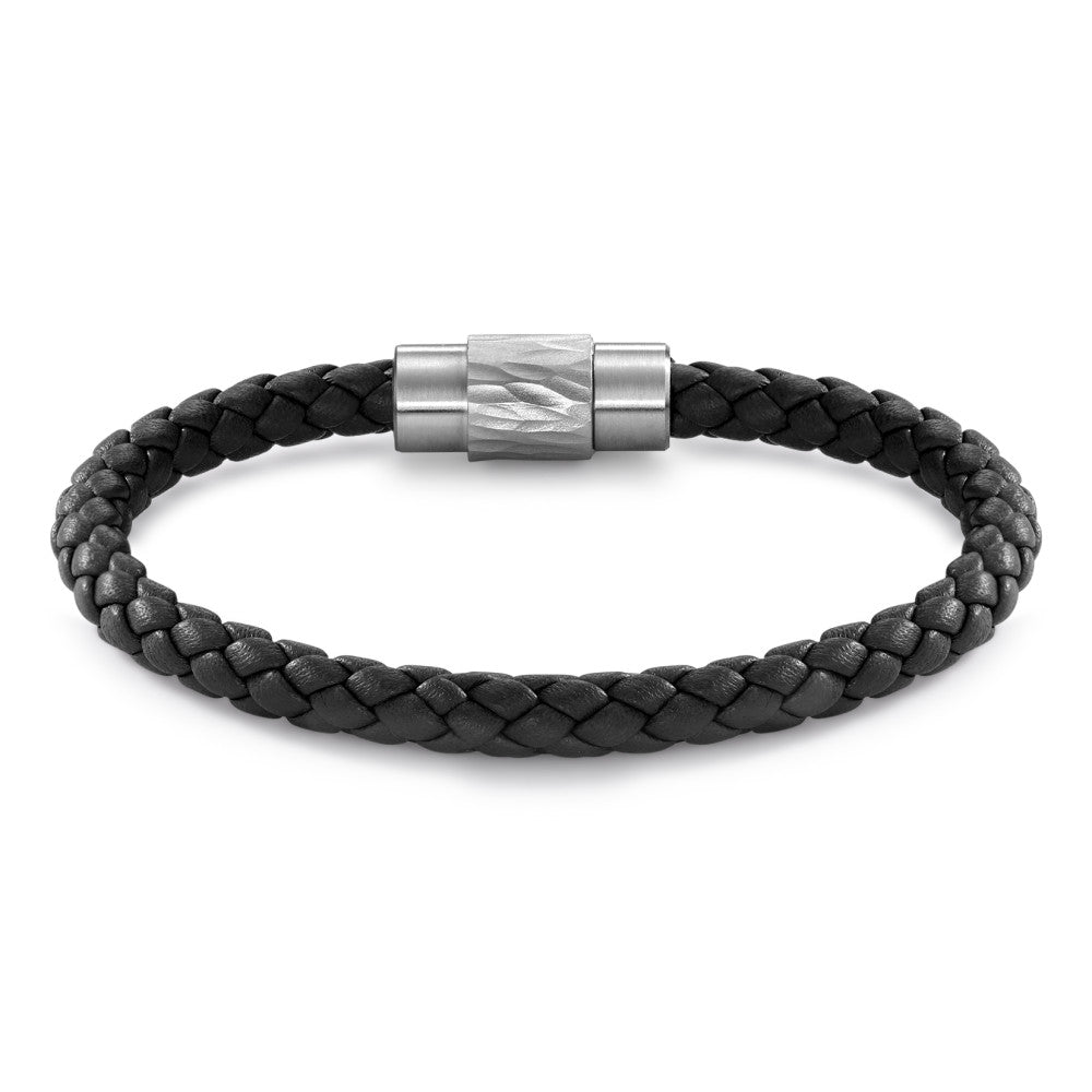 Armband Roestvrijstaal, Leder 20 cm Ø6.5 mm