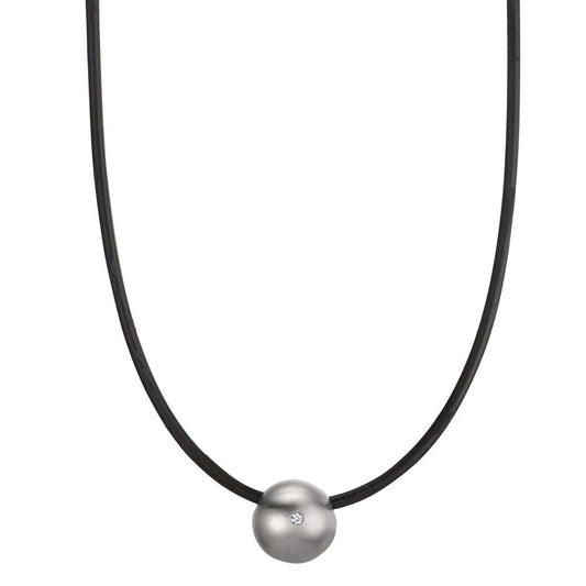 Collier Roestvrijstaal, Rubber Diamant 0.02 ct, tw-si 45 cm Ø2 mm