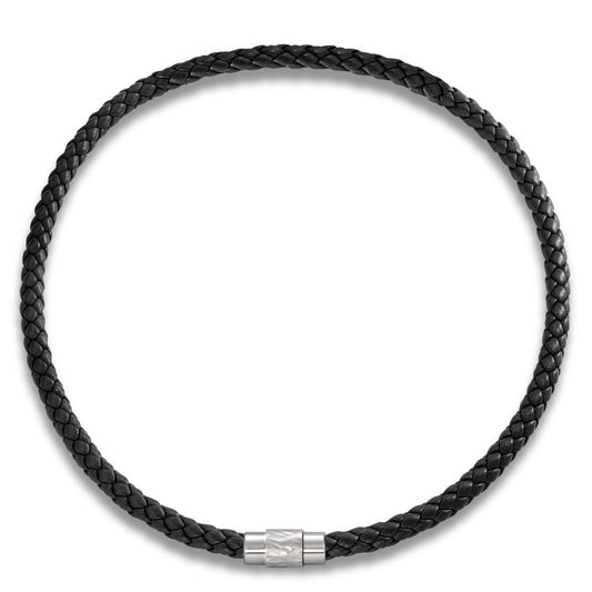 Collier Roestvrijstaal, Leder 50 cm