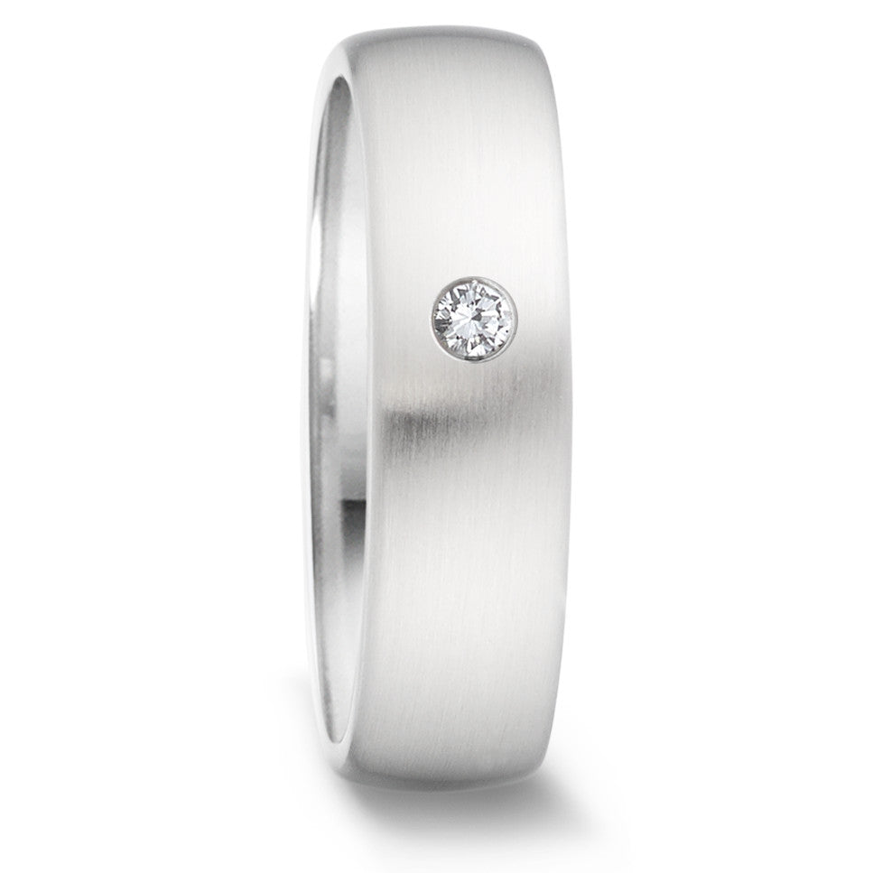 Partnerring Roestvrijstaal Diamant 0.04 ct, tw-si