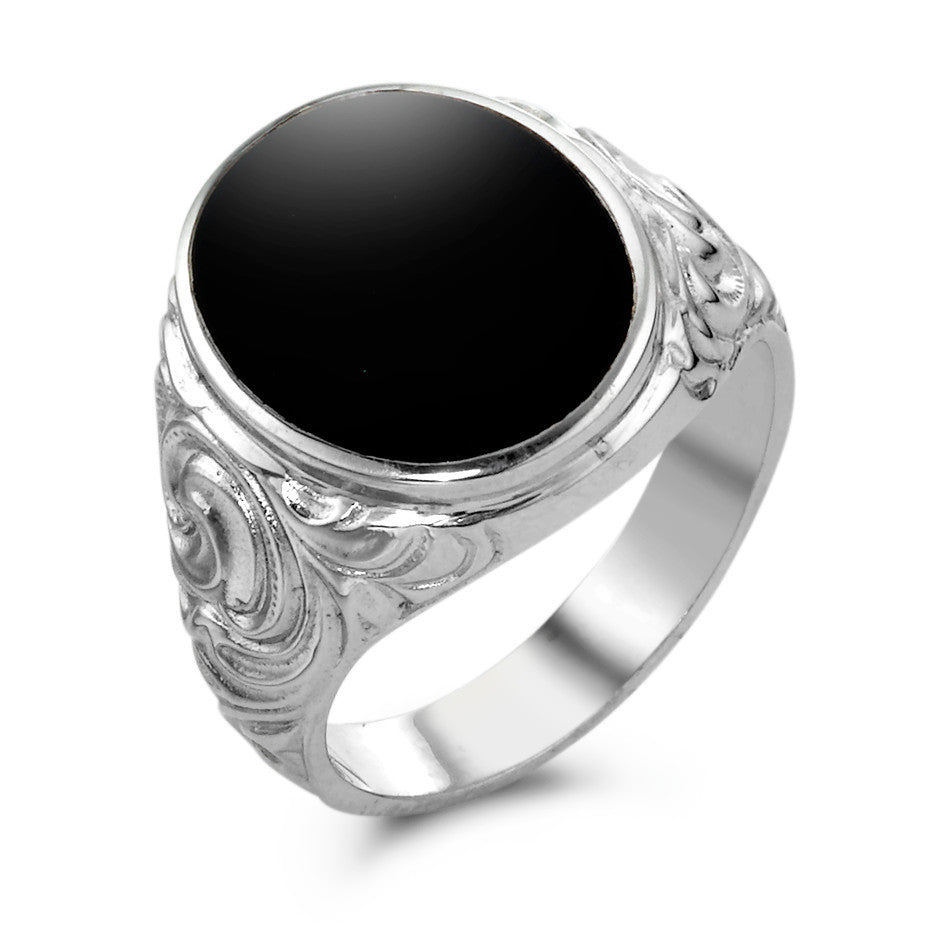 Ring Zilver Onyx Gerhodineerd