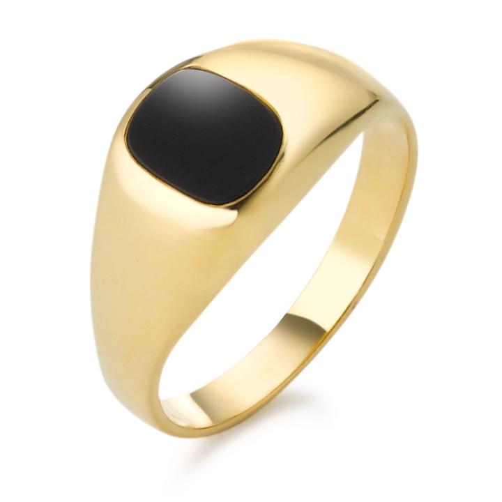 Ring 750/18 krt geel goud Onyx