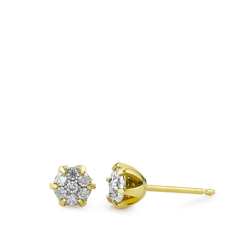 Oorknoppen 750/18 krt geel goud Diamant 0.12 ct, 14 Steen, w-si