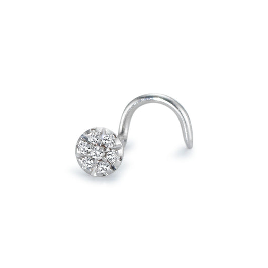 Neusknopje 750/18K krt witgoud Diamant wit, 0.02 ct, 7 Steen, w-si Ø2 mm