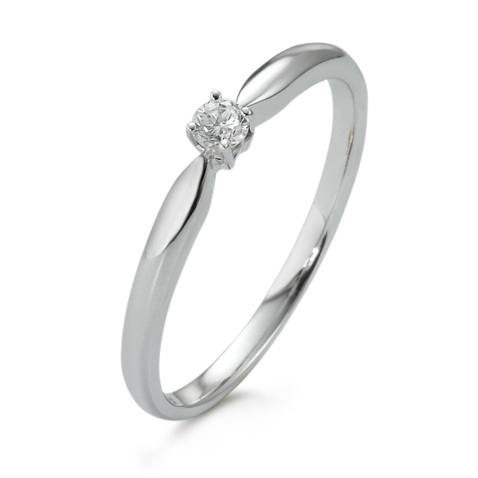 Solitaire ring 750/18K krt witgoud Diamant 0.10 ct, w-si