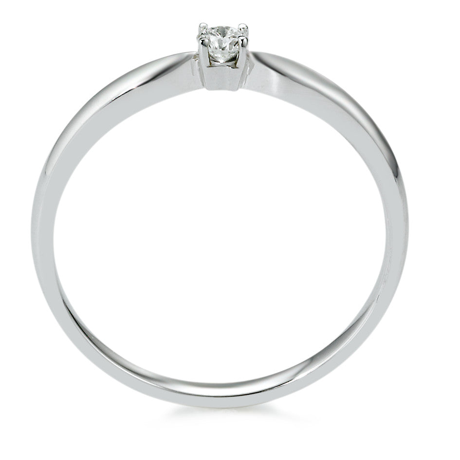 Solitaire ring 750/18K krt witgoud Diamant 0.10 ct, w-si