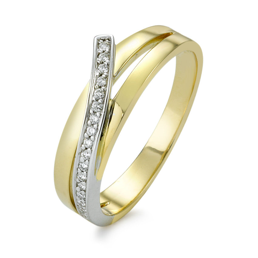 Ring 750/18 krt geel goud Diamant 0.09 ct, w-si