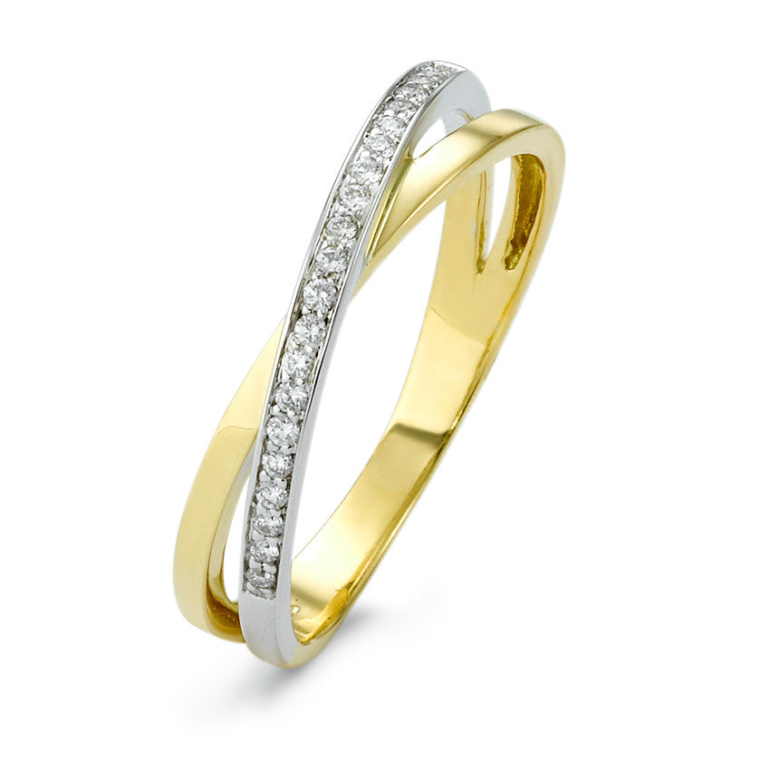 Ring 750/18 krt geel goud, 750/18K krt witgoud Diamant 0.10 ct, w-si