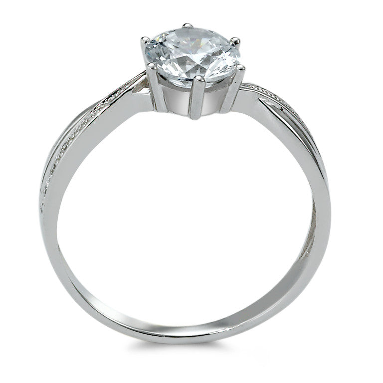 Solitaire ring 375/9 krt witgoud Zirkonia