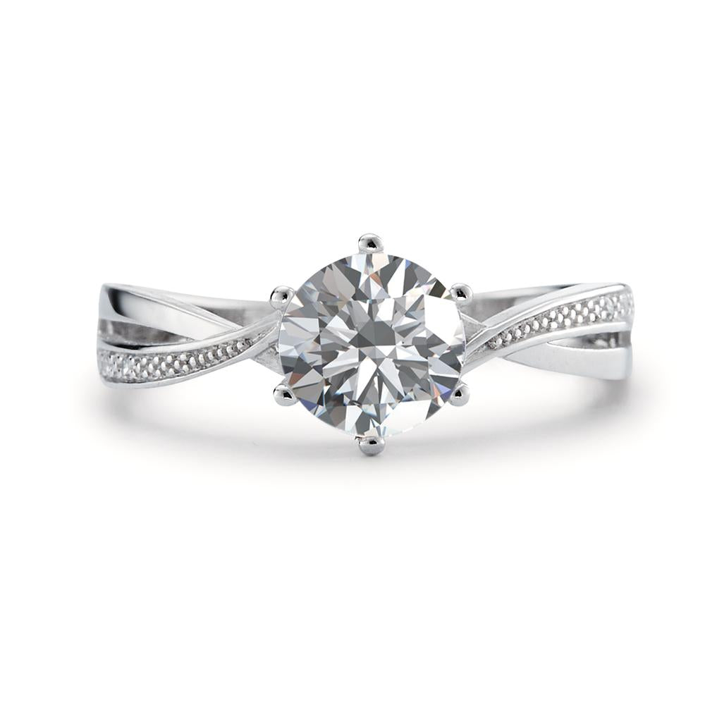 Solitaire ring 375/9 krt witgoud Zirkonia