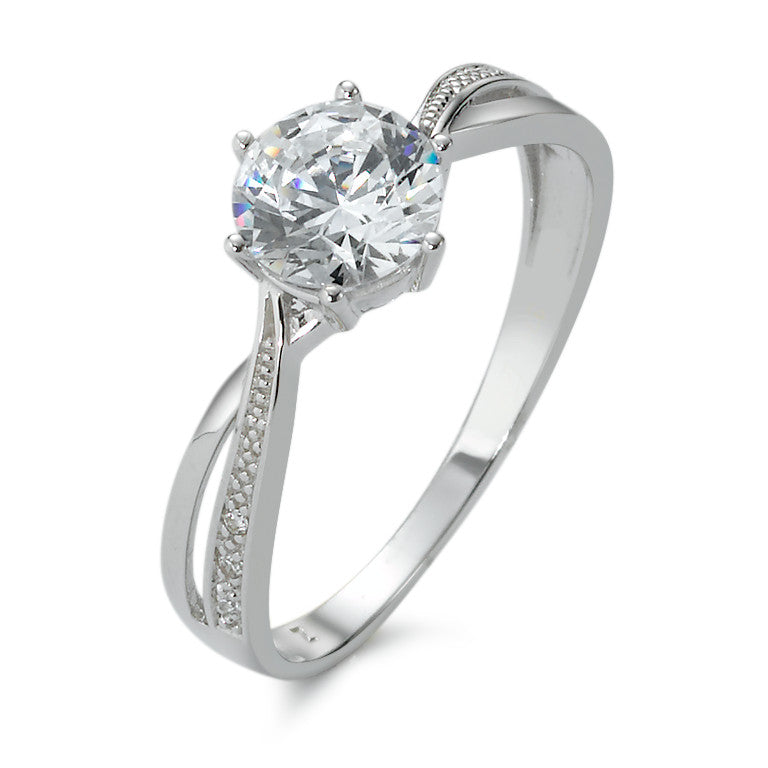 Solitaire ring 375/9 krt witgoud Zirkonia