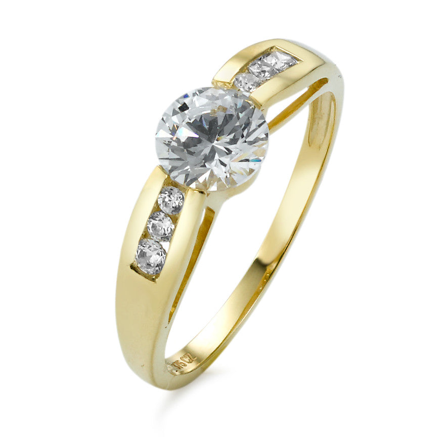 Solitaire ring 375/9K geel goud Zirkonia 7 Steen