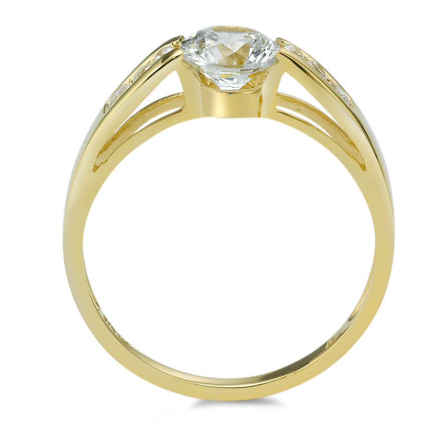 Solitaire ring 375/9K geel goud Zirkonia 7 Steen