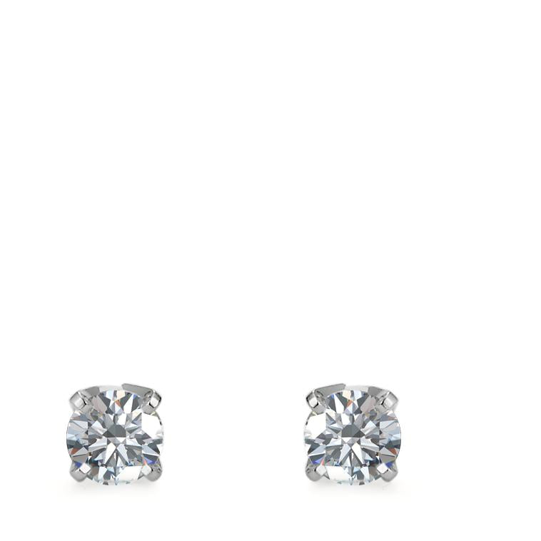 Oorknoppen 750/18K krt witgoud Diamant 0.30 ct, 2 Steen, w-si