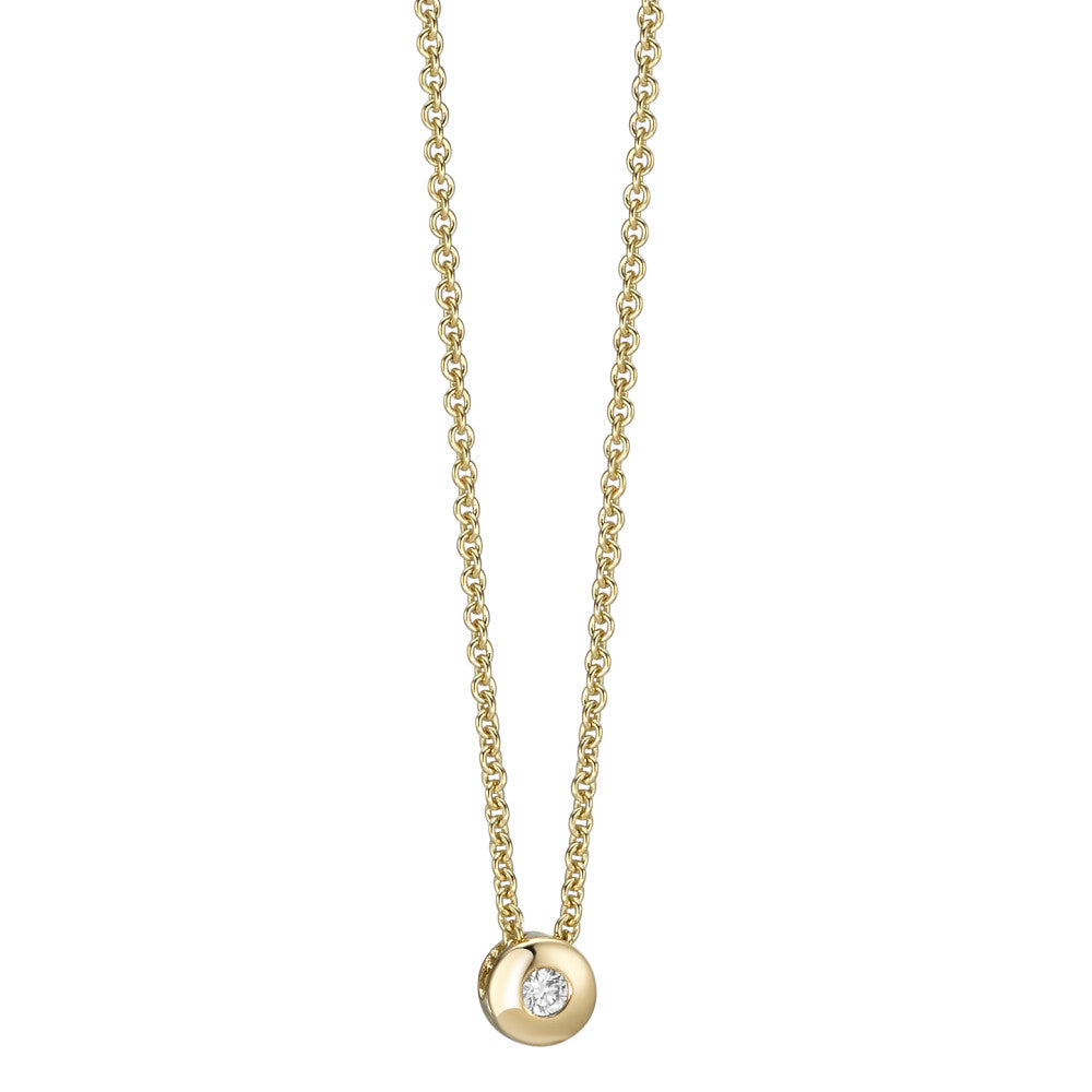 Collier met hanger 750/18 krt geel goud Diamant 0.03 ct, w-si 42-45 cm