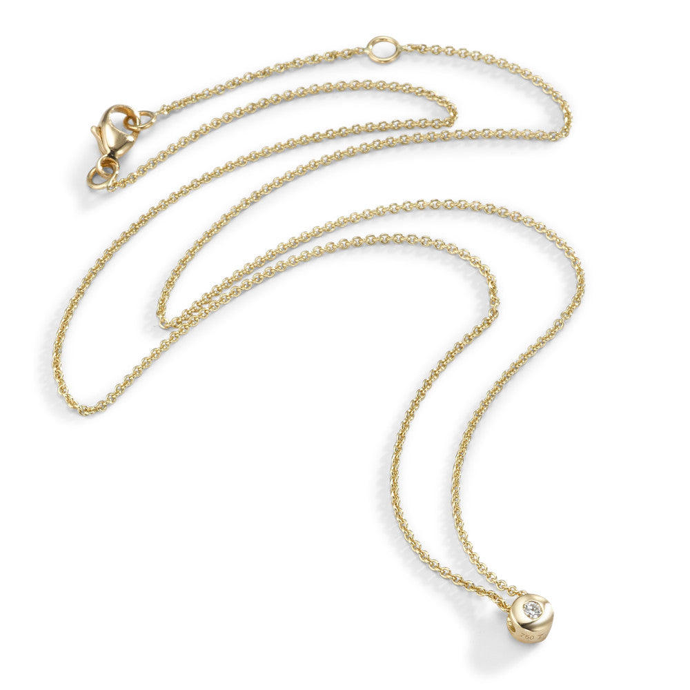 Collier met hanger 750/18 krt geel goud Diamant 0.03 ct, w-si 42-45 cm