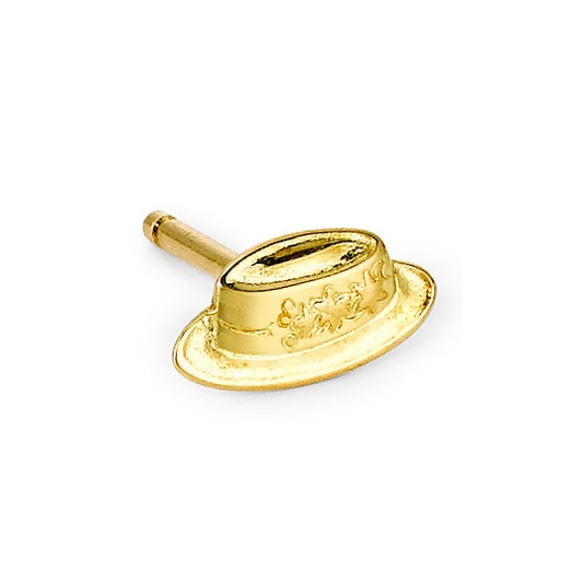 Oorknop 1 stuk 750/18 krt geel goud Jodel hoed