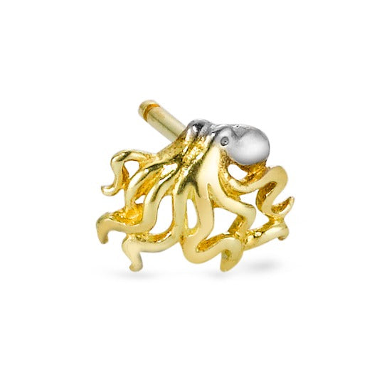 Oorknop 1 stuk 750/18 krt geel goud Octopus