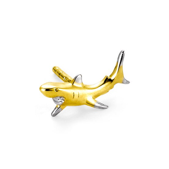 Oorknop 1 stuk 750/18 krt geel goud Haai