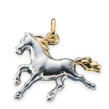 Hanger 750/18 krt geel goud Paard