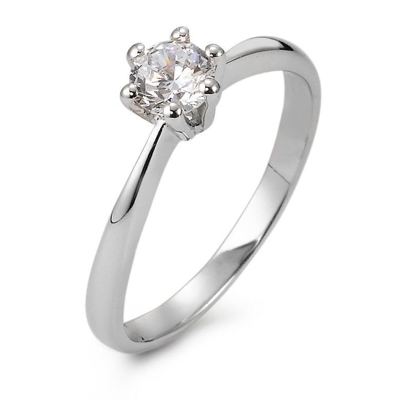 Solitaire ring Zilver Zirkonia Gerhodineerd