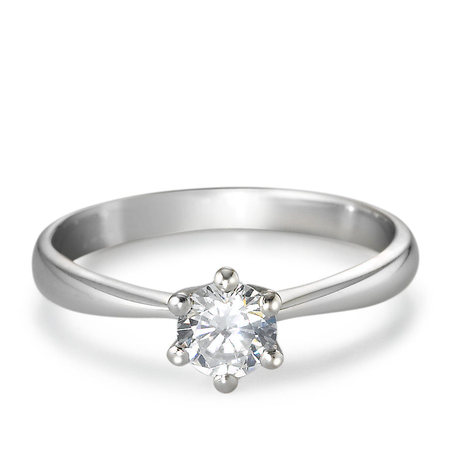 Solitaire ring Zilver Zirkonia Gerhodineerd