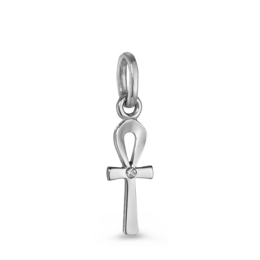 Hanger 750/18K witgoud Diamant 0.01 ct, w-si Handvat kruis