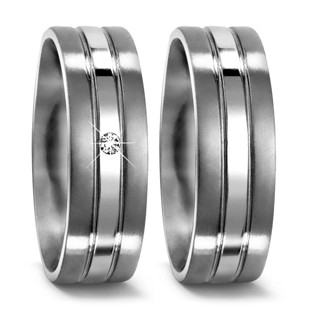 Partnerring Titanium Diamant 0.02 ct, w-si