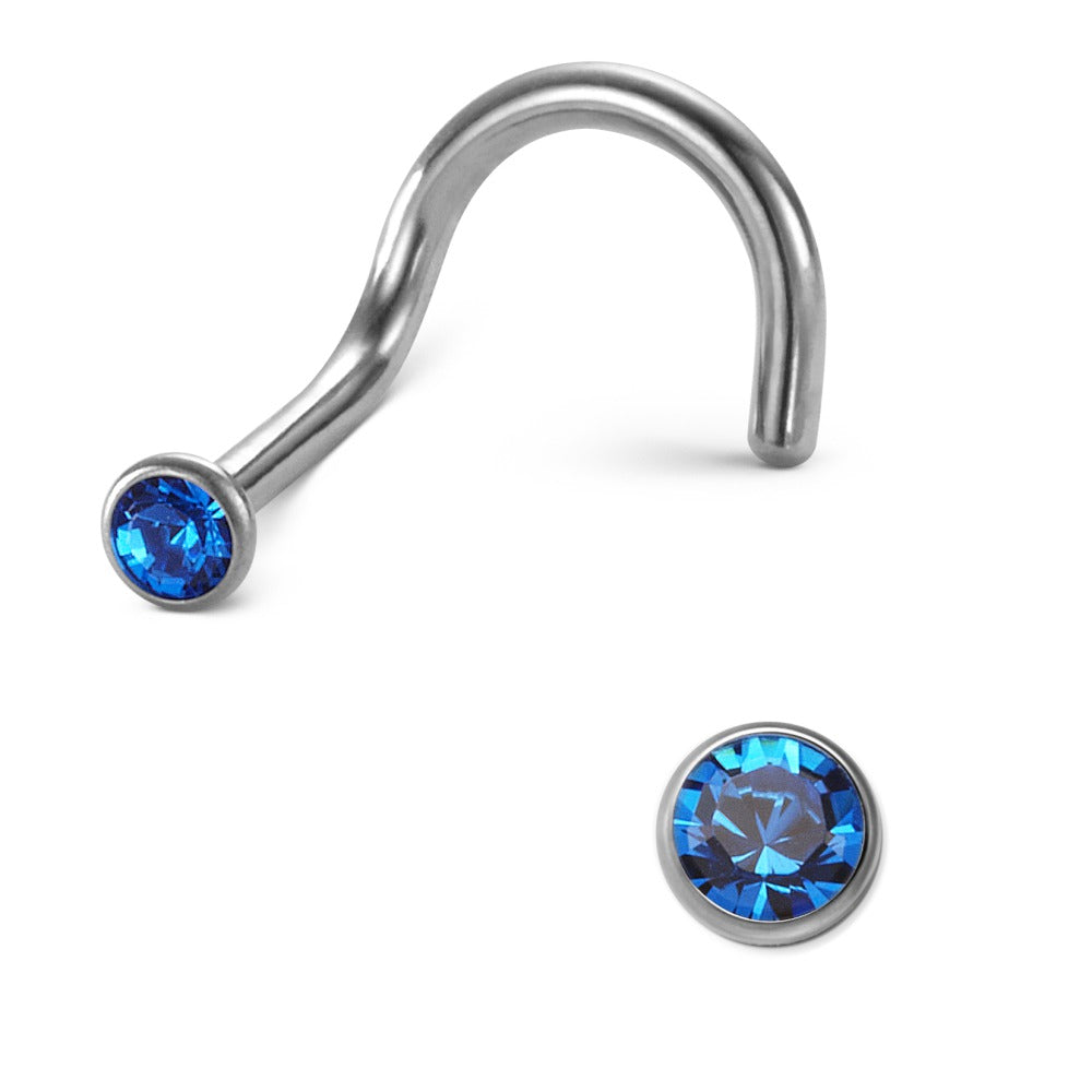 Neusknopje Titanium Kristal blauw Ø2.5 mm