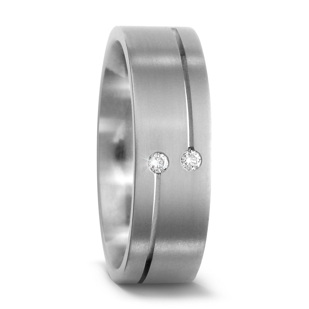 Partnerring Titanium Diamant 0.03 ct, 2 Steen, w-si