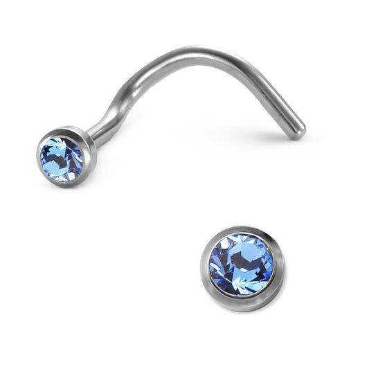 Neusknopje Titanium Kristal blauw Ø2.5 mm