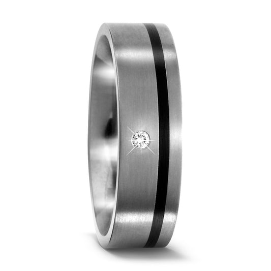 Partnerring Titanium, PVC Diamant 0.02 ct, w-si