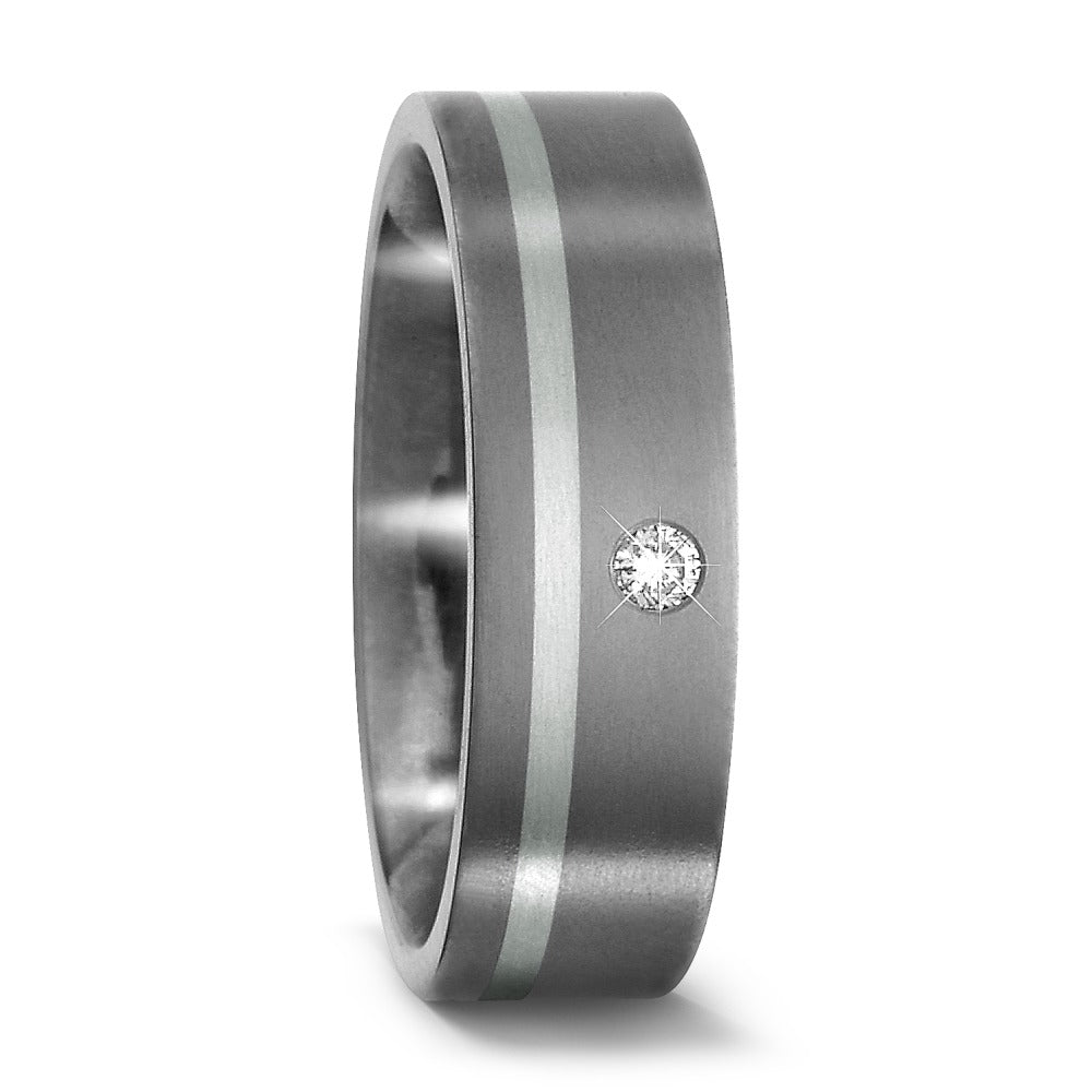 Ring Titanium, 950 Platina Diamant 0.03 ct, w-si