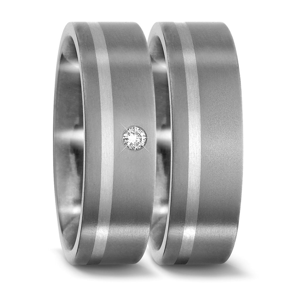 Ring Titanium, 950 Platina Diamant 0.03 ct, w-si