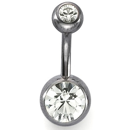 Navelpiercing Titanium Kristal wit, 2 Steen