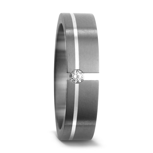 Partnerring Titanium, Zilver Diamant 0.05 ct, w-si