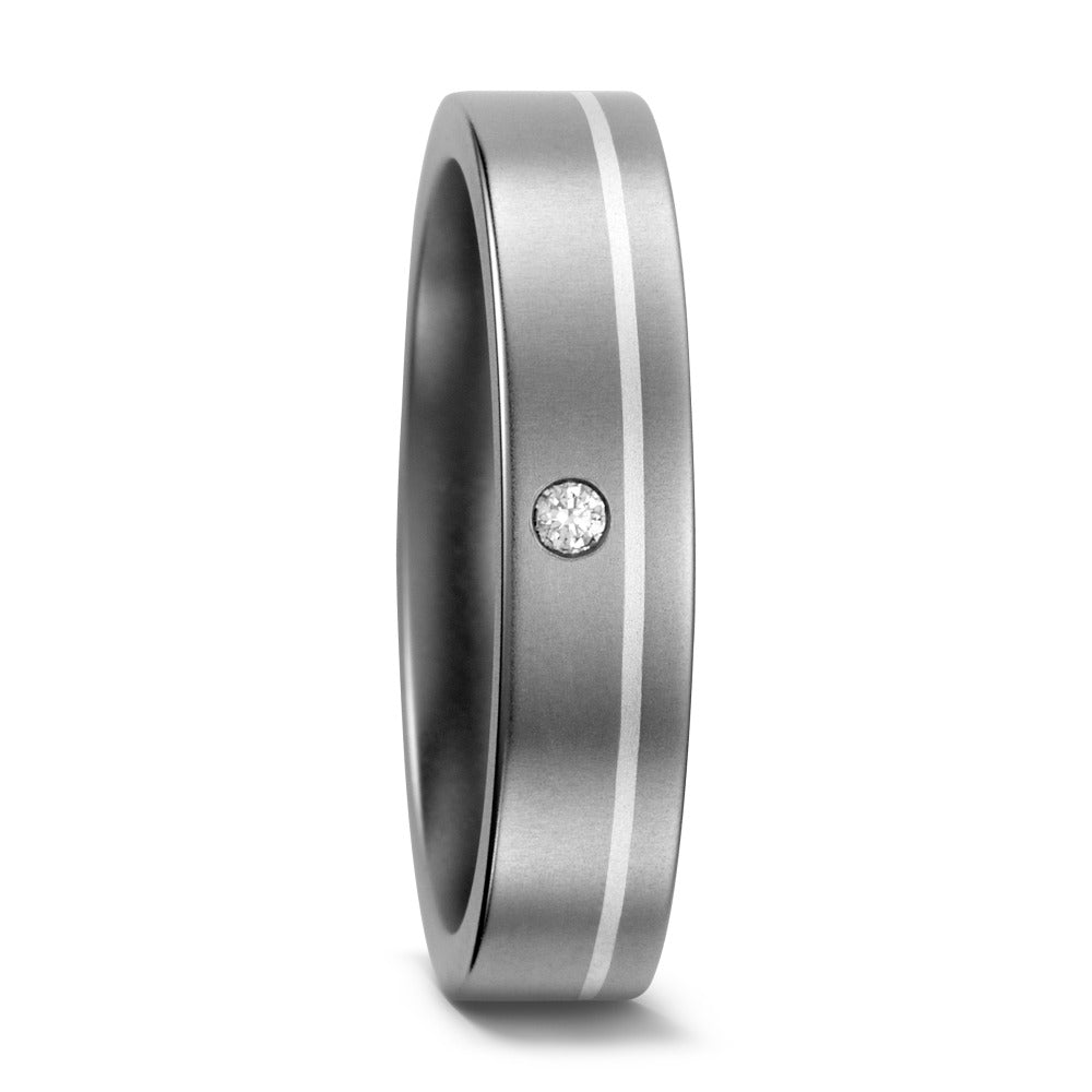 Partnerring Titanium, Zilver Diamant 0.03 ct, w-si