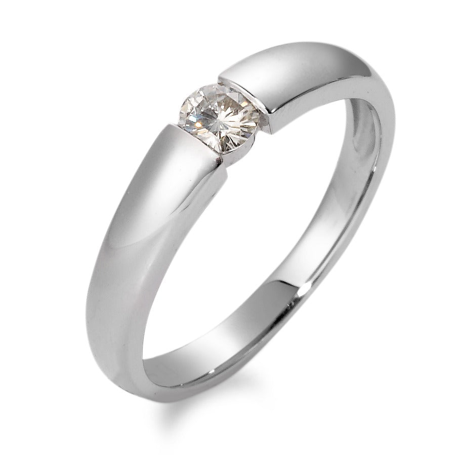 Solitaire ring 750/18K krt witgoud Moissaniet [rund], 4 mm