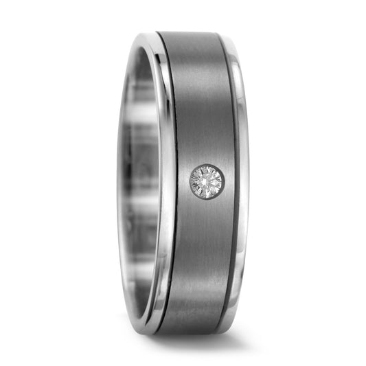 Ring Titanium, 750/18K krt witgoud Diamant 0.05 ct, w-si